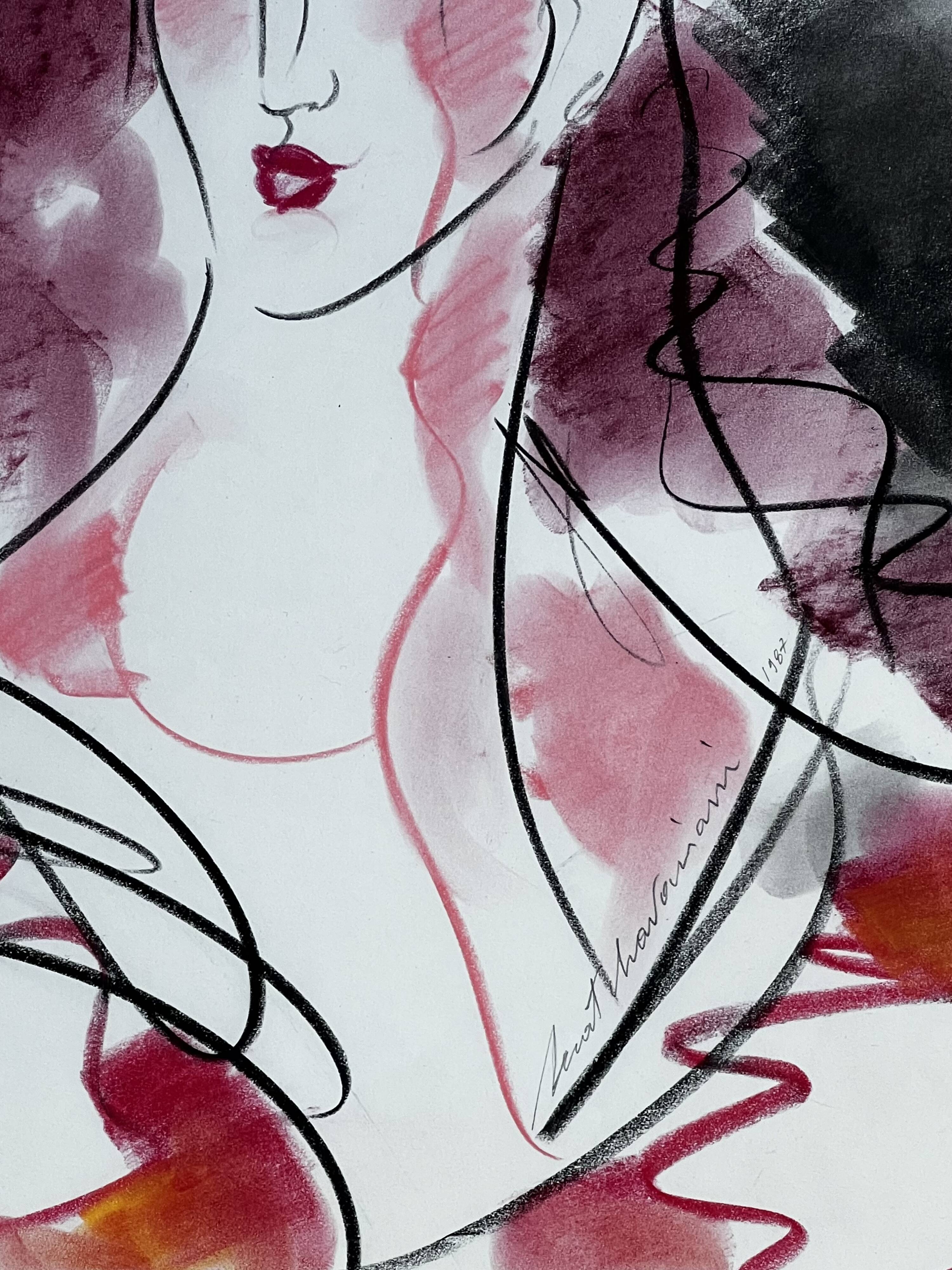 Henri Matchavariani (VOGUE illustrator) (1939) Fashion drawing. Contribution for Vogue 1987