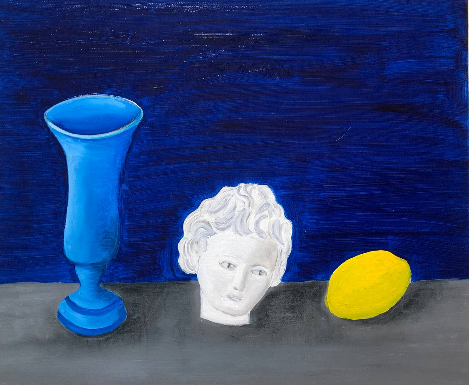 Blue oil painting still life