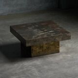 Table basse brutaliste en acier, France, années 1970