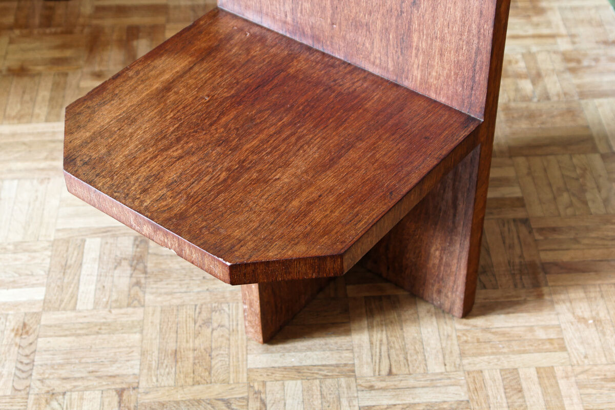 Brutalist sofa end, mahogany veneer