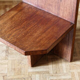 Brutalist sofa end, mahogany veneer