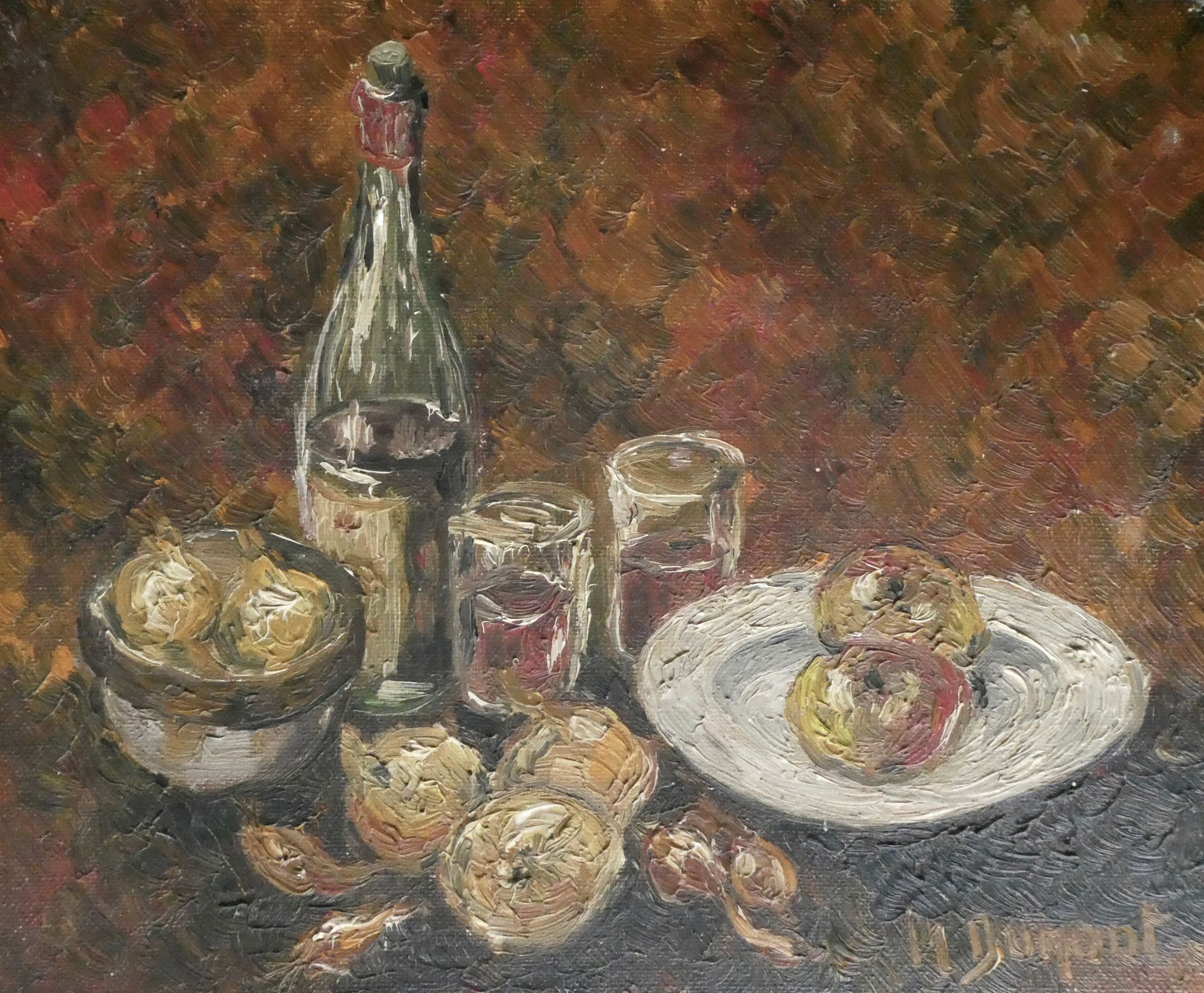 Oil on canvas, still life with fruit
