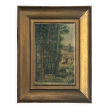 Framed old painting - signed R Guillet - 1948