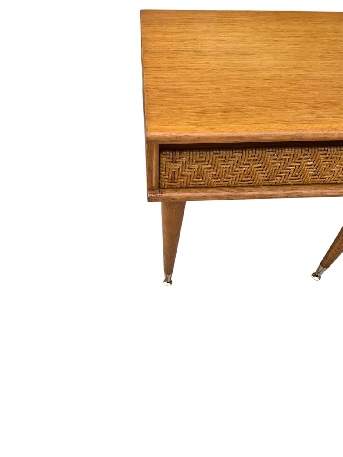 Oak and rattan bedside table