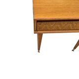 Oak and rattan bedside table