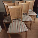 Lot de 6 chaises en bois et assise en tissu