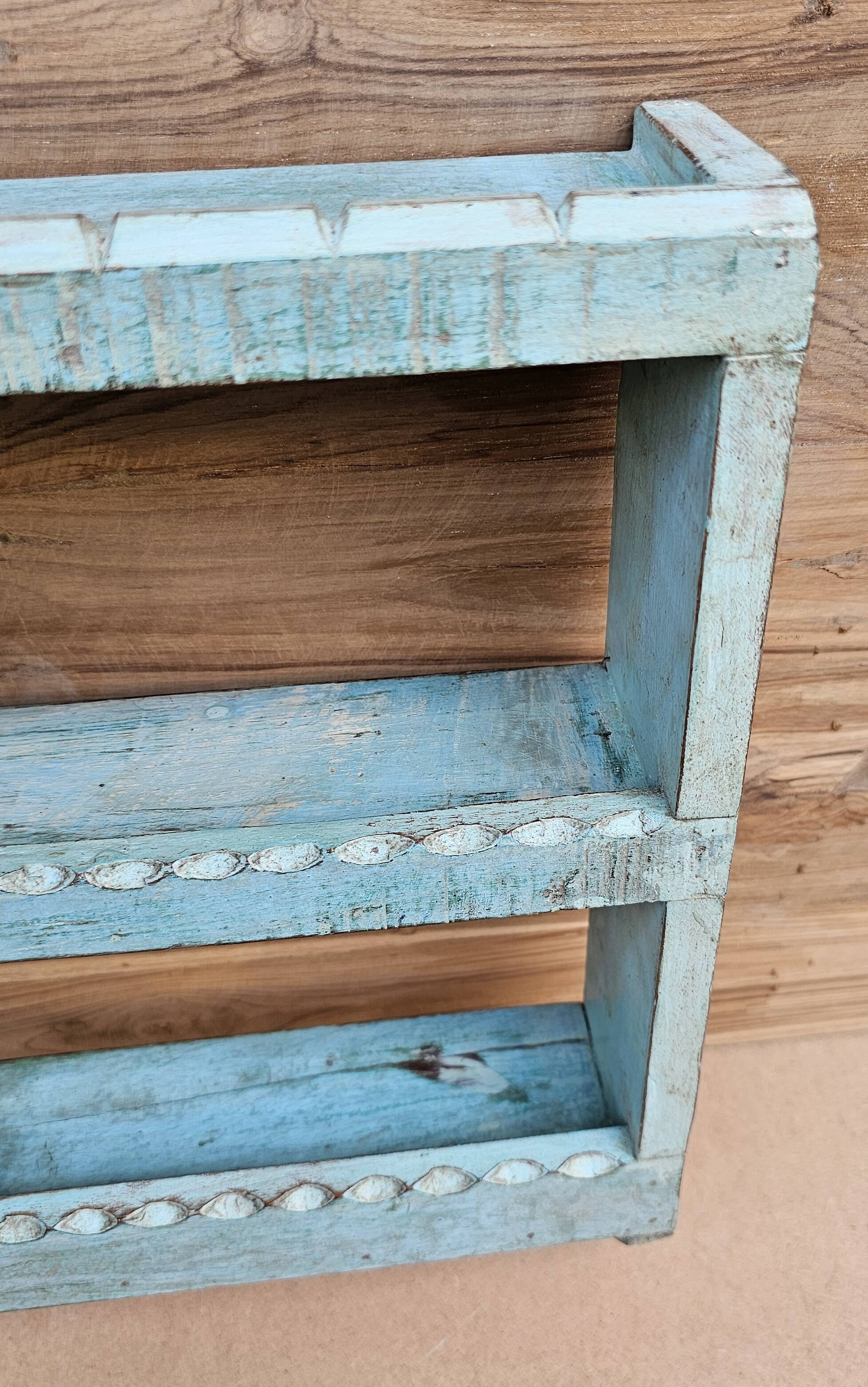 Burmese teak wall shelf