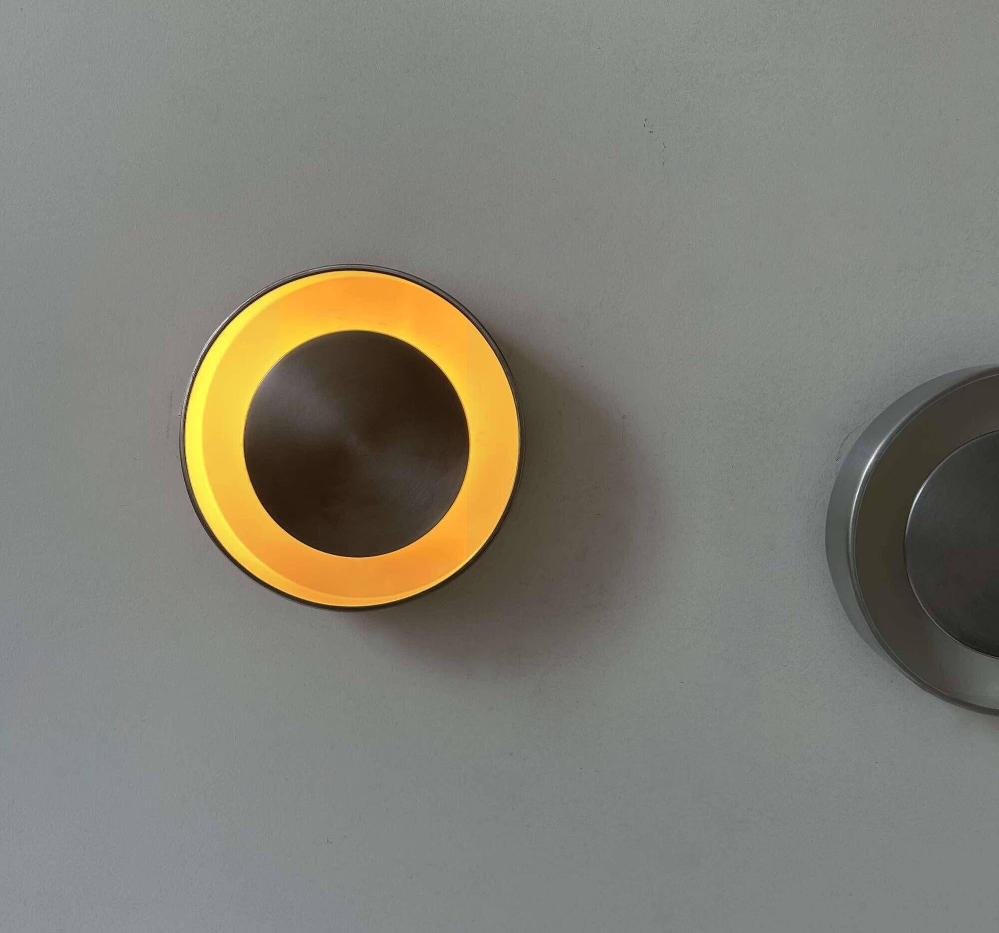 Pair of vintage wall lights, brushed metal, France 1970