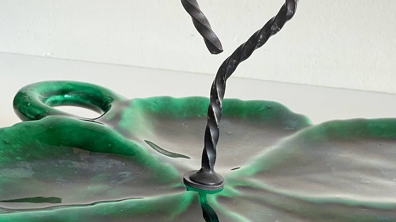 Vintage Glazed Ceramic Barbotine Dish