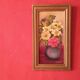 Vintage French oil painting of flowers, signed René