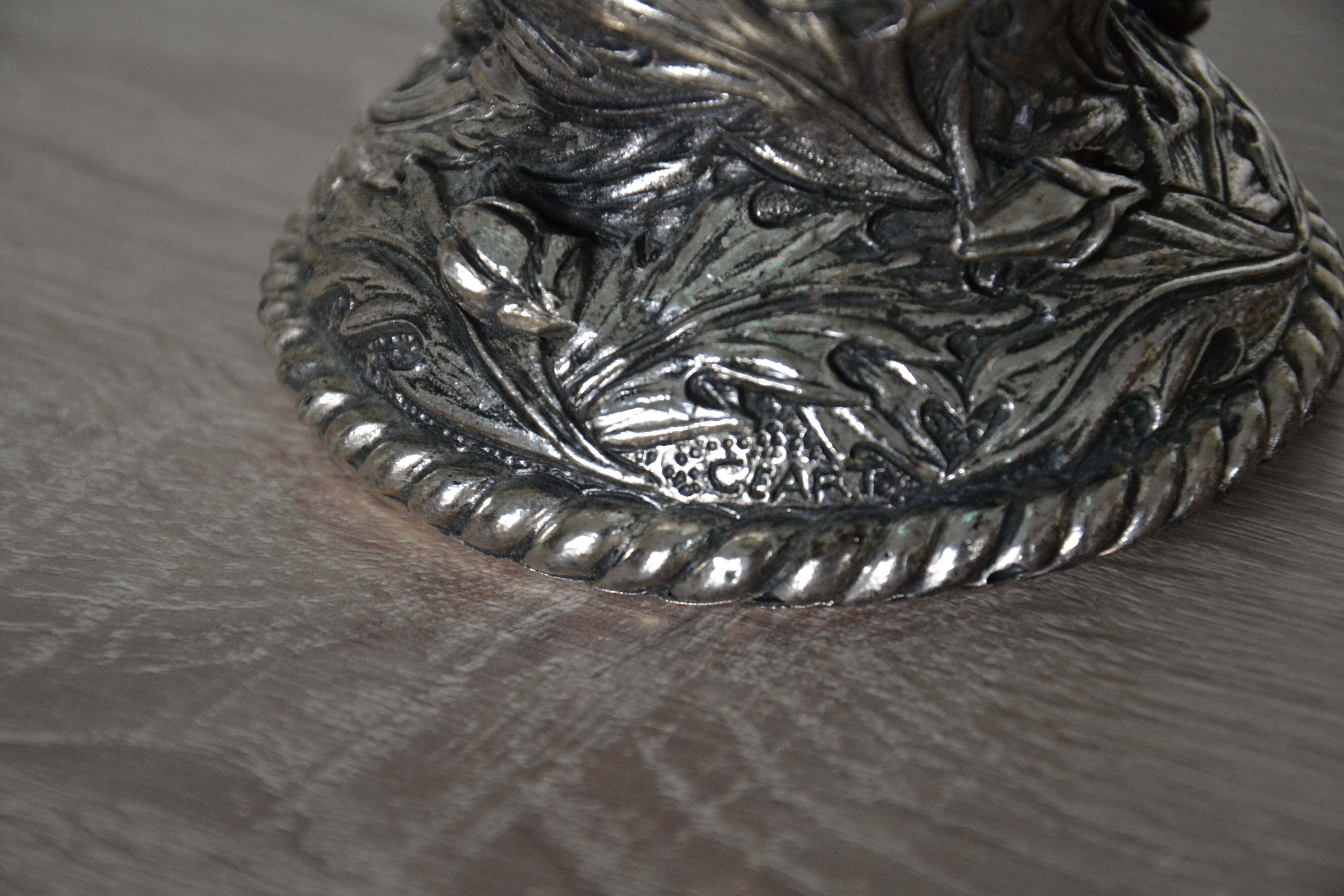 Antique glass and silver-plated metal bowl/candle holder