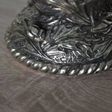 Antique glass and silver-plated metal bowl/candle holder