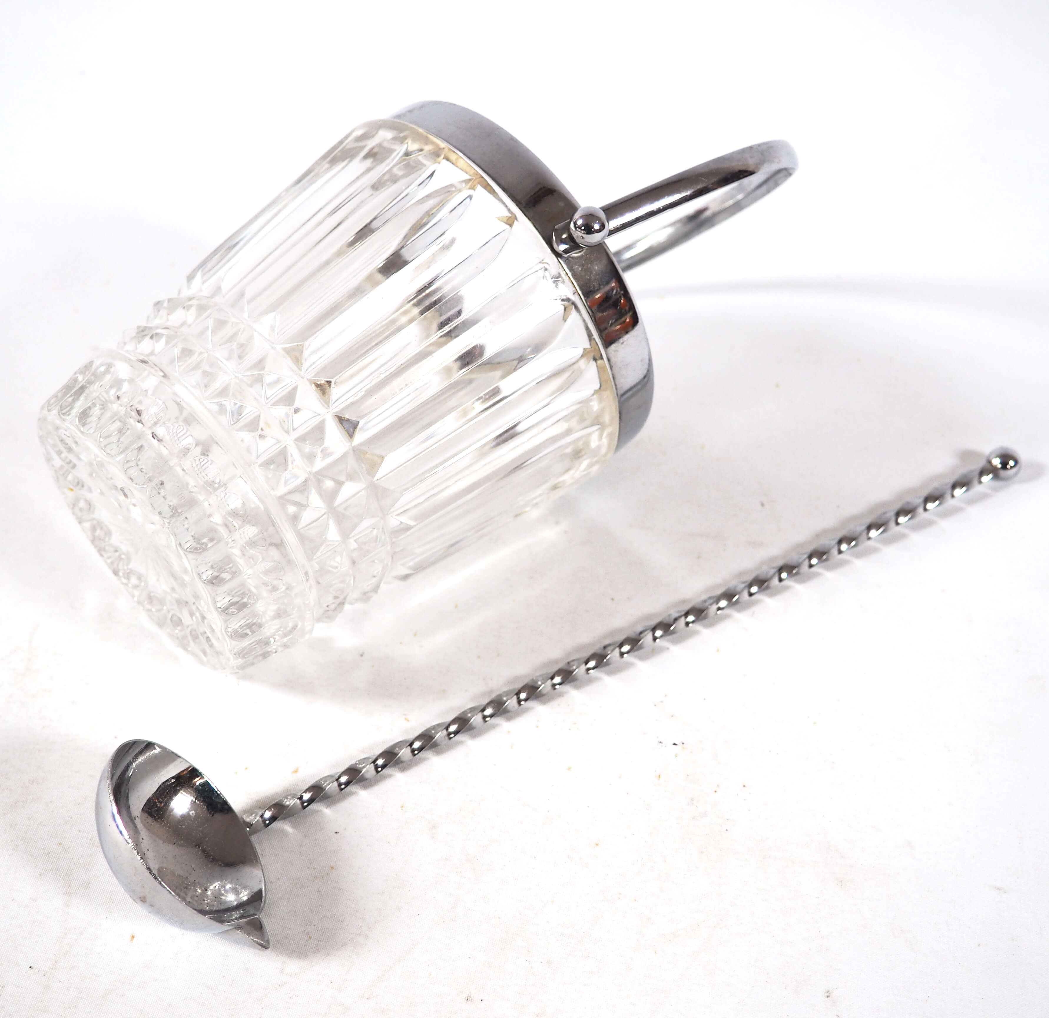 Chrome and glass ice bucket
