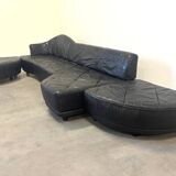 Canapé modulaire en cuir de mouton italien, design des années 1980