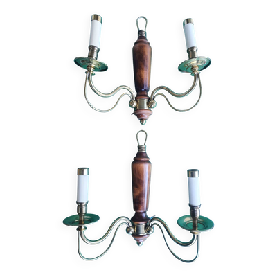 Paire de grandes appliques murales bougeoirs anciennes