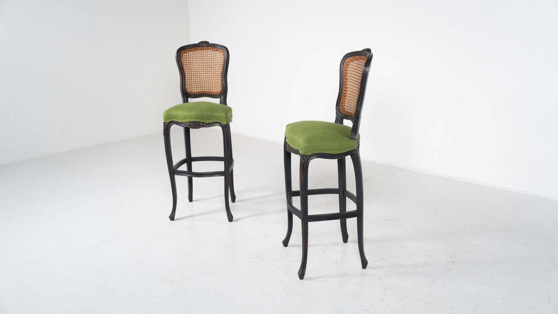 2 Louis XV style bar stools, Belgium