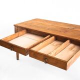 Farmhouse table with two large drawers. Oak wood. France, 1940s-50s