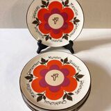 Assiettes à fromages Gien / Porcher, années 1970
