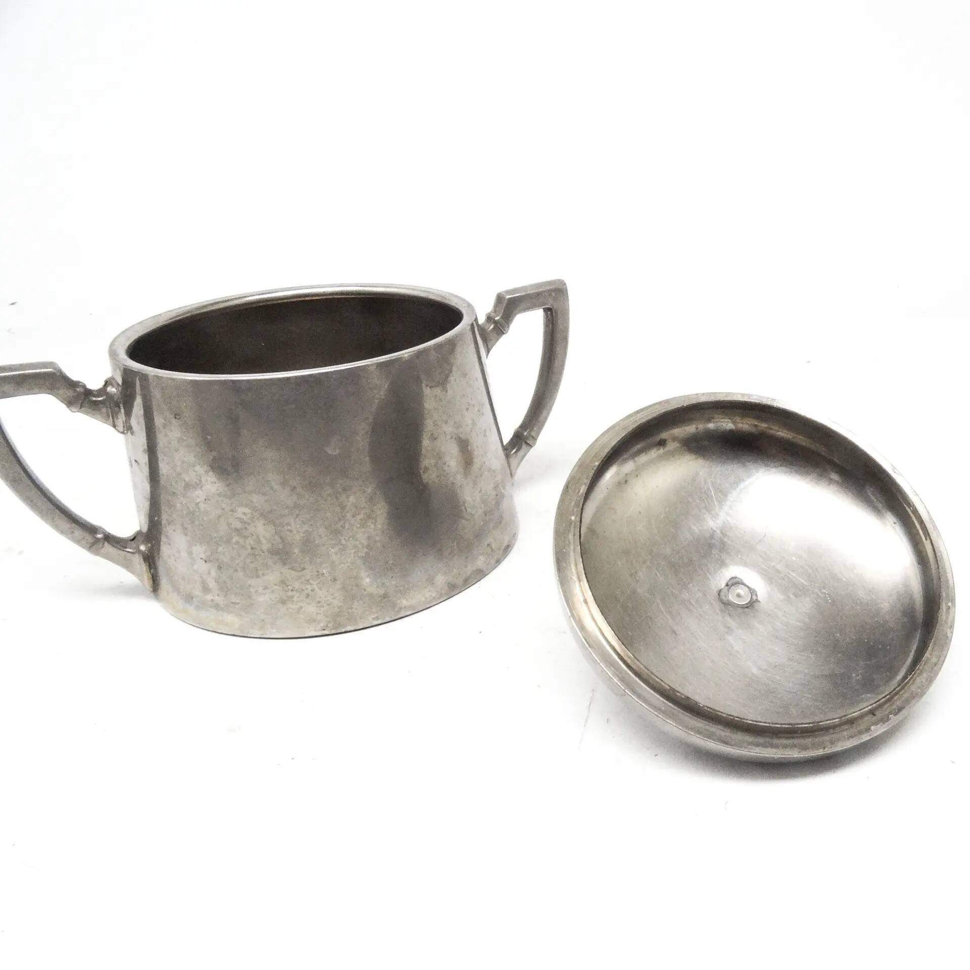 Art Deco sugar bowl, silver-plated brass, Germany, 1920s