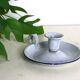 Gray and blue cellar rat candle holder, enameled metal, vintage