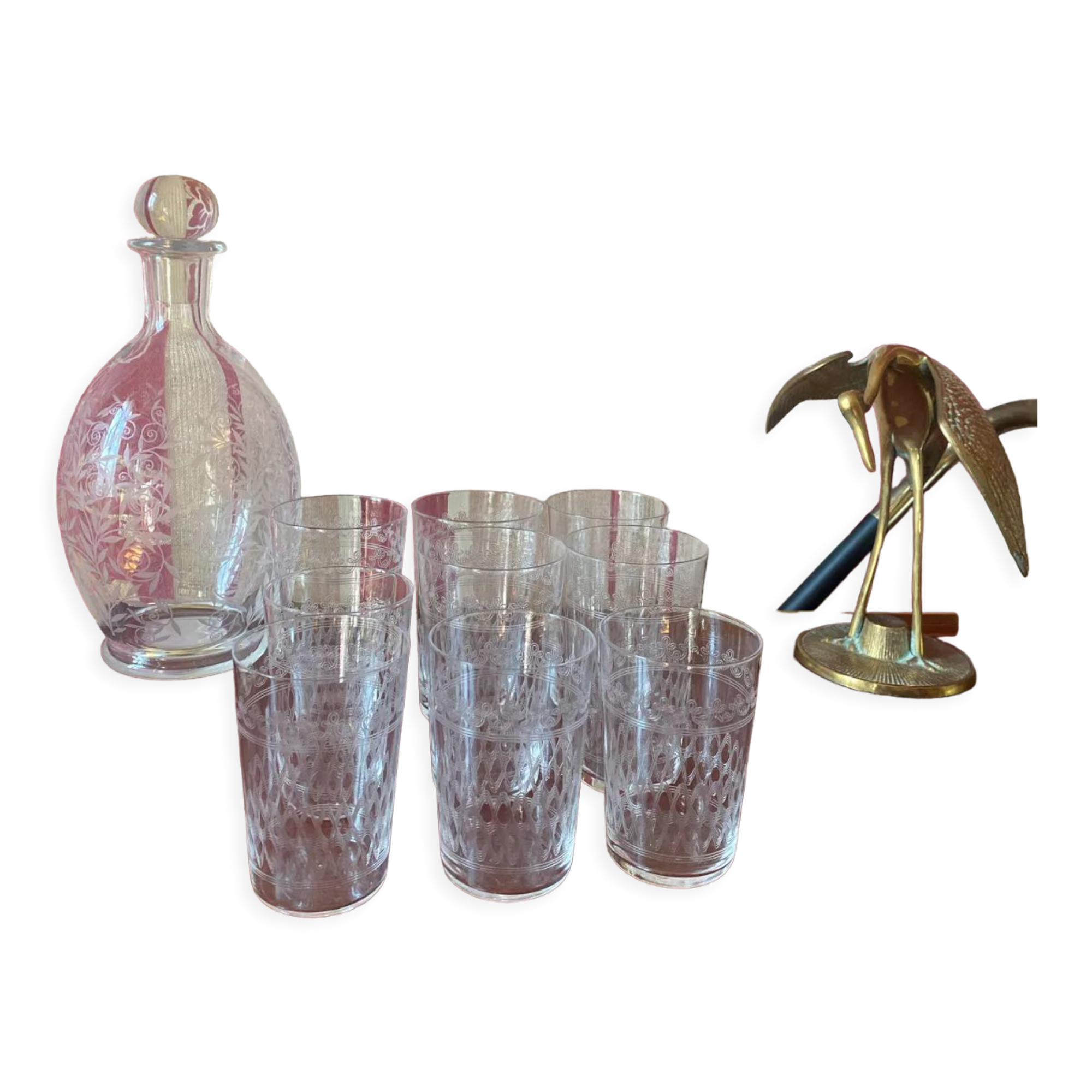 9 glasses baptism crystal engraved