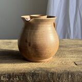 Vintage brutalist stoneware pink wine cooler pitcher H19