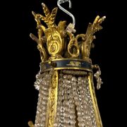 Hot air balloon chandelier in gilded bronze Louis XVI style of Napoleon III period