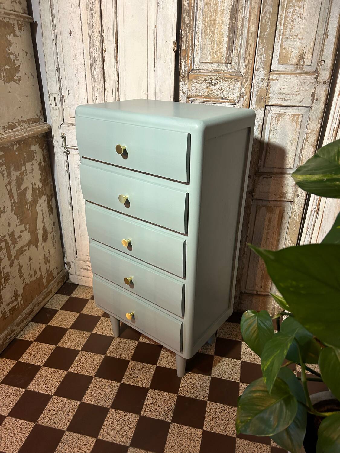 Chiffonnier vintage 1950-60 vert sauge