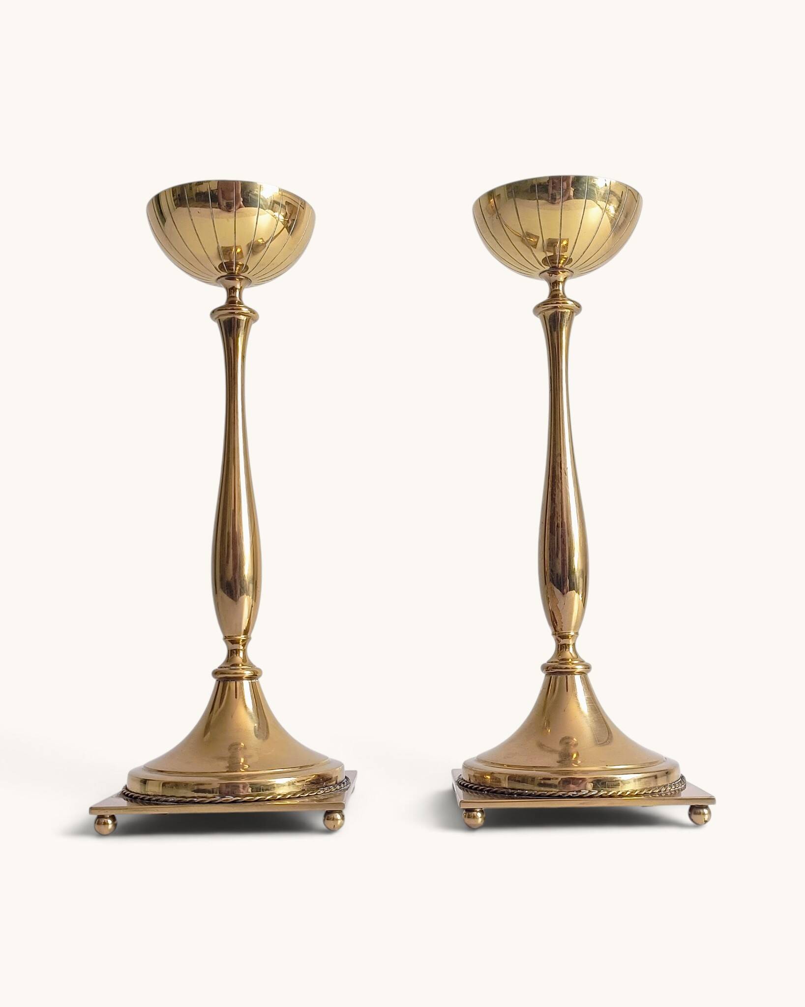 Scandinavian Modern Brass Candlesticks by Gunnar Ander for Ystad Metall