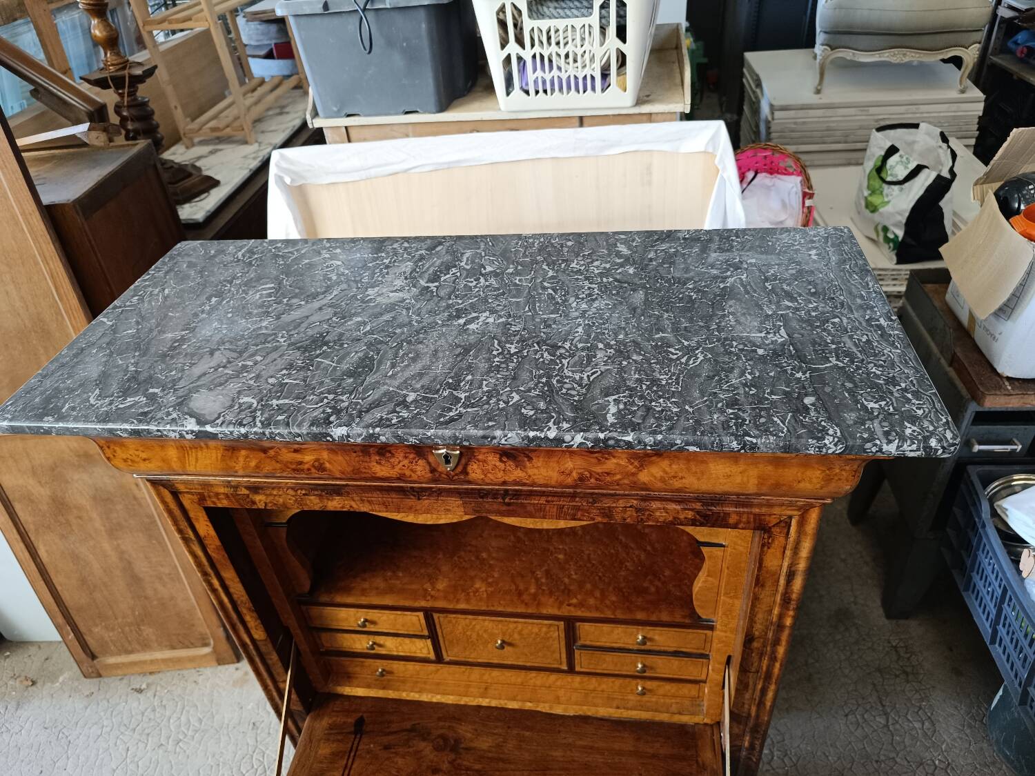 Louis-Philippe style walnut burl secretary, 19th century.