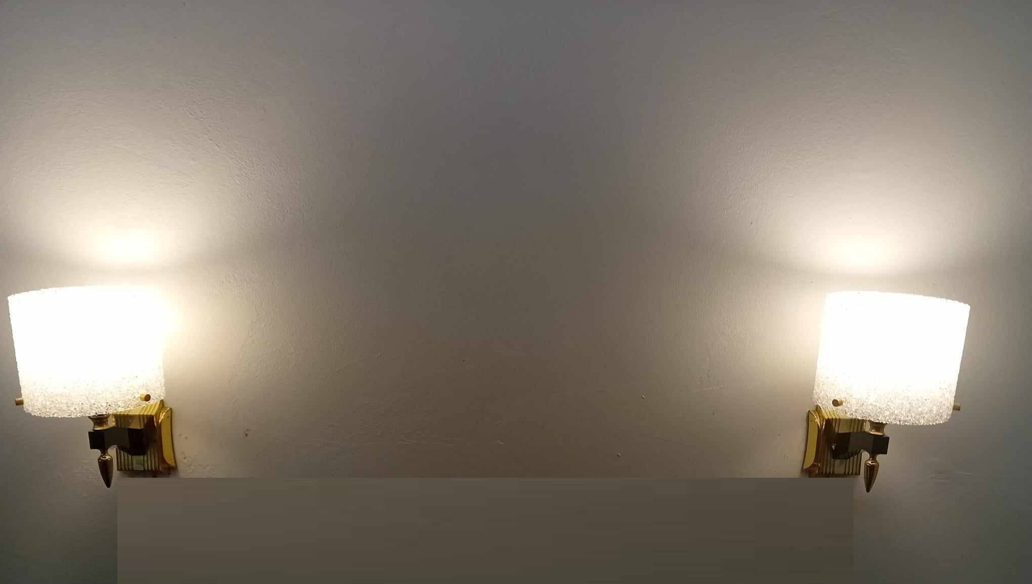 Pair of 1950/60 a wall lights with perspex lampshades