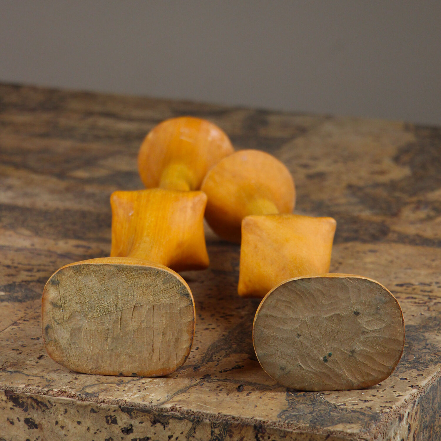 Brutalist monoxyle candlestick pair