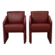 Vintage Couple Red Sofas Armchairs High Quality Faux Leather