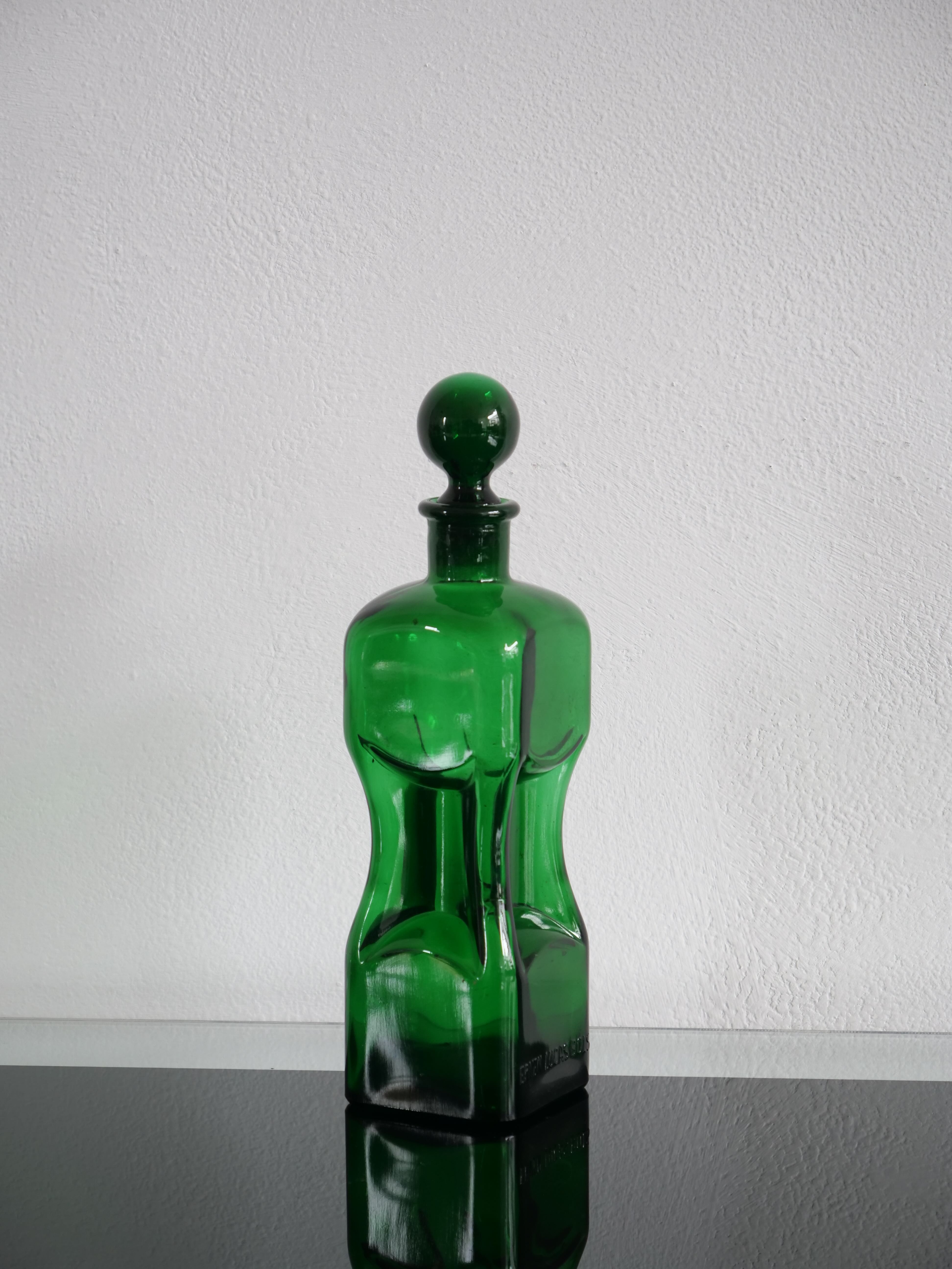 Erven Lucas Vintage Decanter Bowls Green Glass Canterer