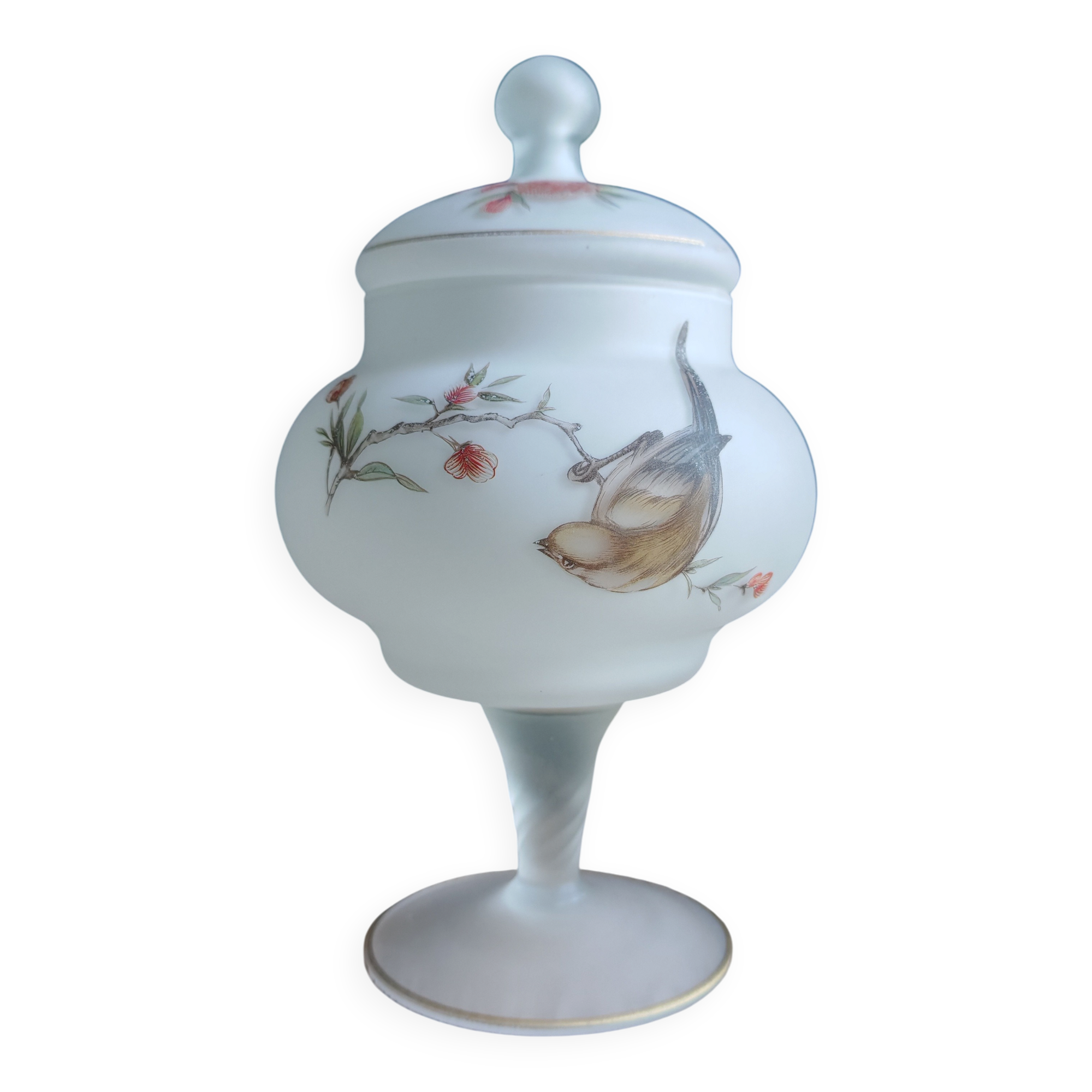 Vintage opaline glass footed bonbonnière