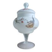 Bonbonnière coupe sur pied verre opalin vintage