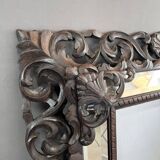 Grand miroir en bois sculpté, style baroque, xixe siècle