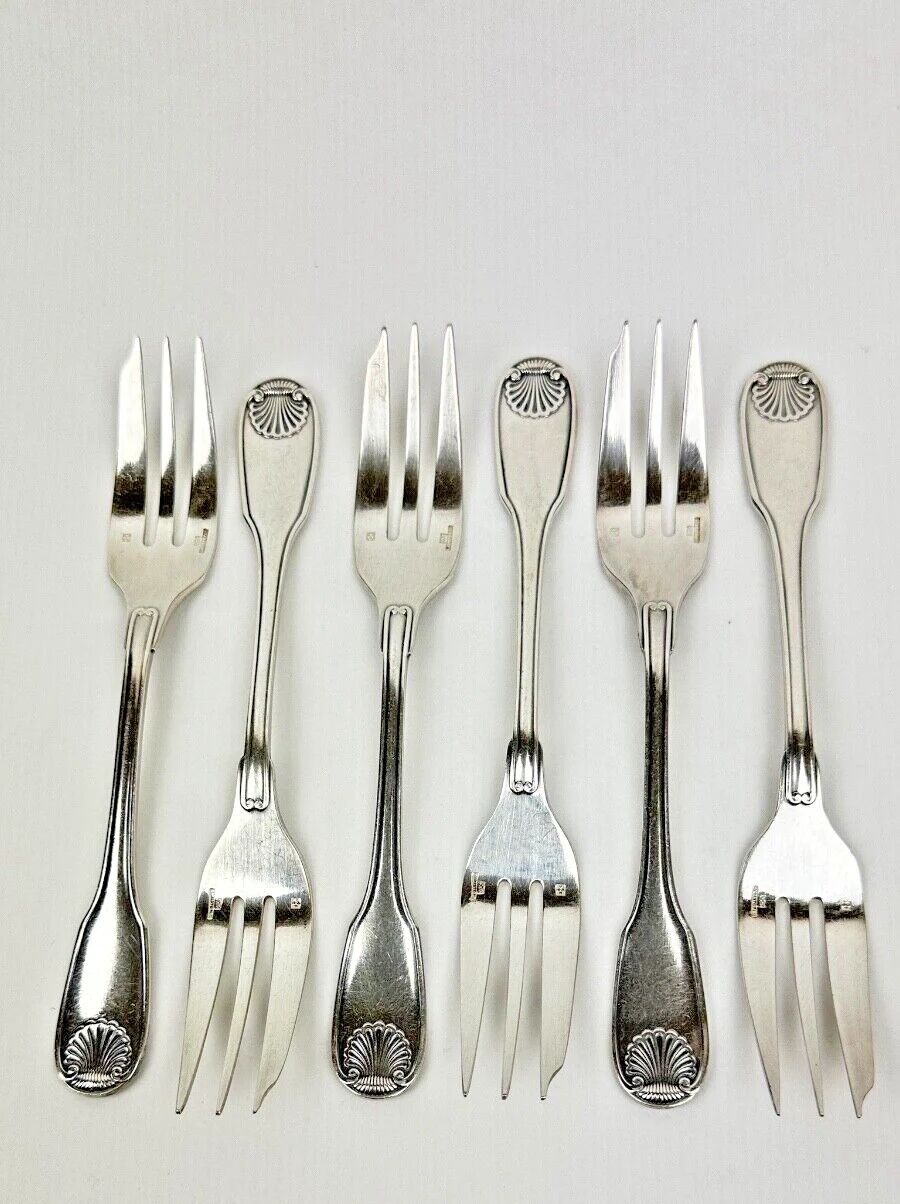 6 fourchettes à gâteau Christofle, ancien modèle Vendôme