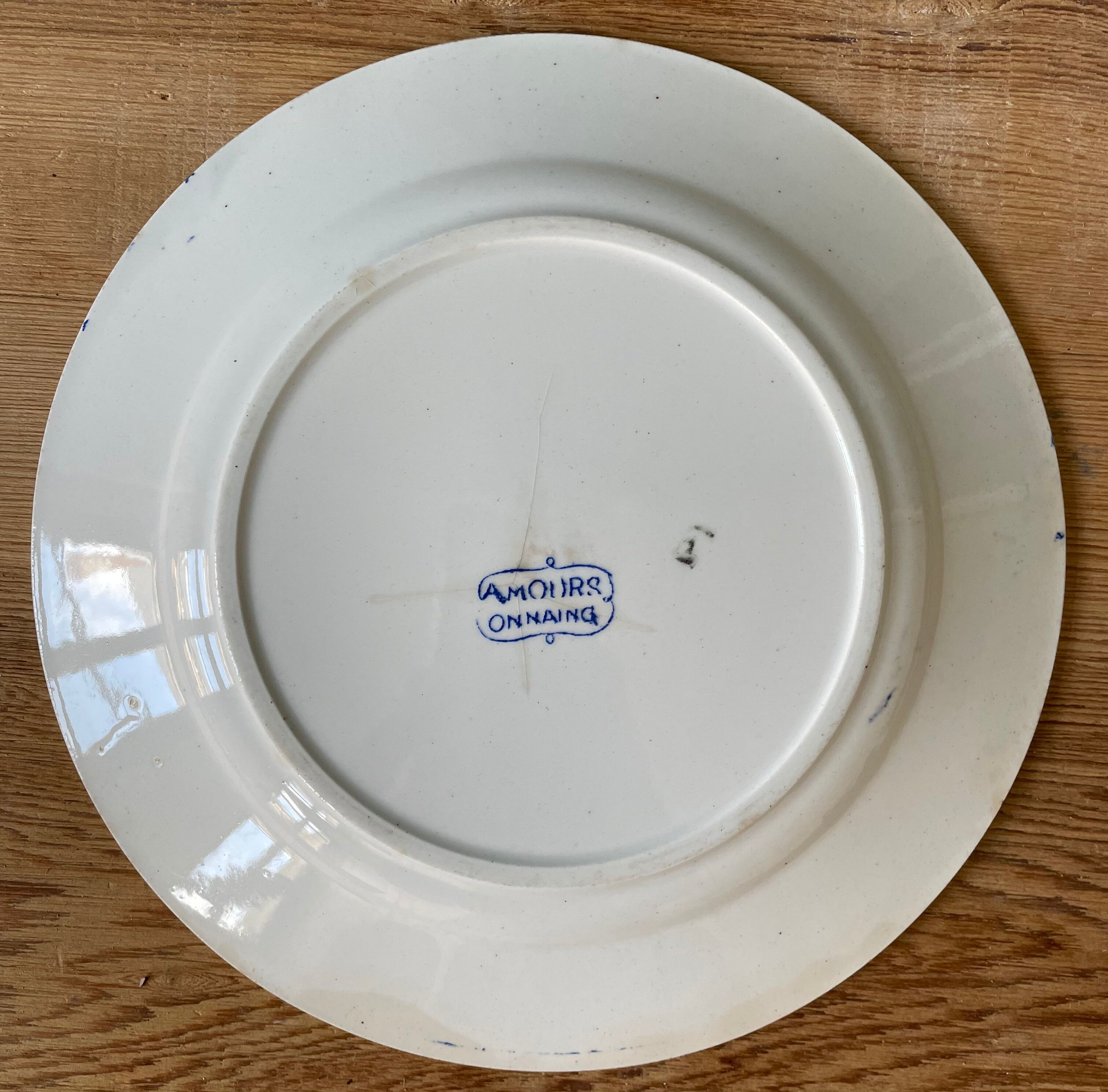 Set of 3 plates terre de fer, collection amours, earthenware of onnaing
