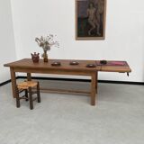 Solid pine table with its extension, 1950s