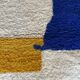 Berber carpet béni ouarain modern white with abstract patterns mustard yellow and blue majorelle