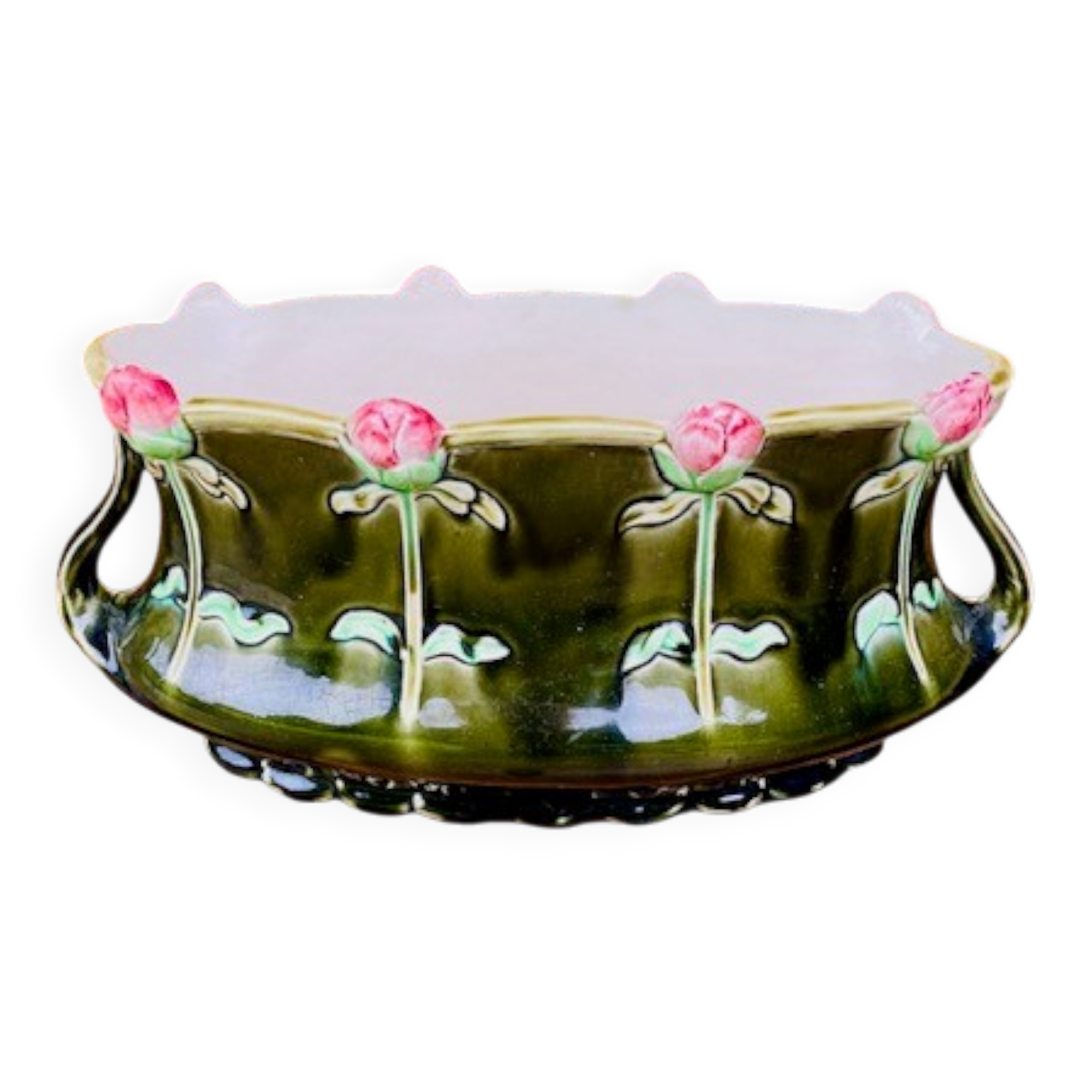 Art Nouveau barbotine jardinière from Fives, Lille