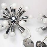 Pair of vintage chrome Sputnik chandeliers