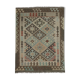 Traditional Afghan Kilim Rug Symmetrical Geometric Wool Area Rug- 104x141cm