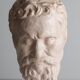 Painted plaster bust - Greek head of Sophocles? signed D. Shœllamer
