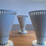 Suite of 3 wall lamps, vintage, white lacquered metal, lita 1970 france