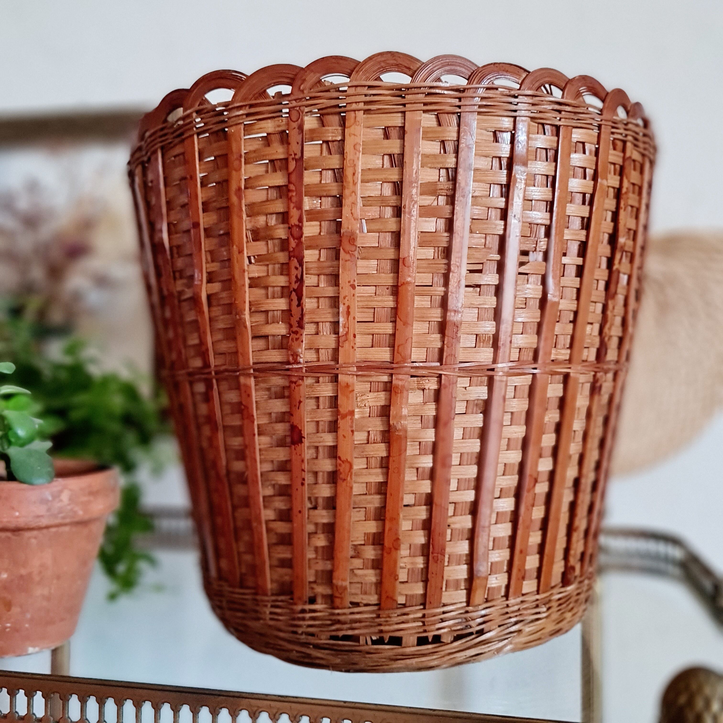 Vintage wicker basket pot cover