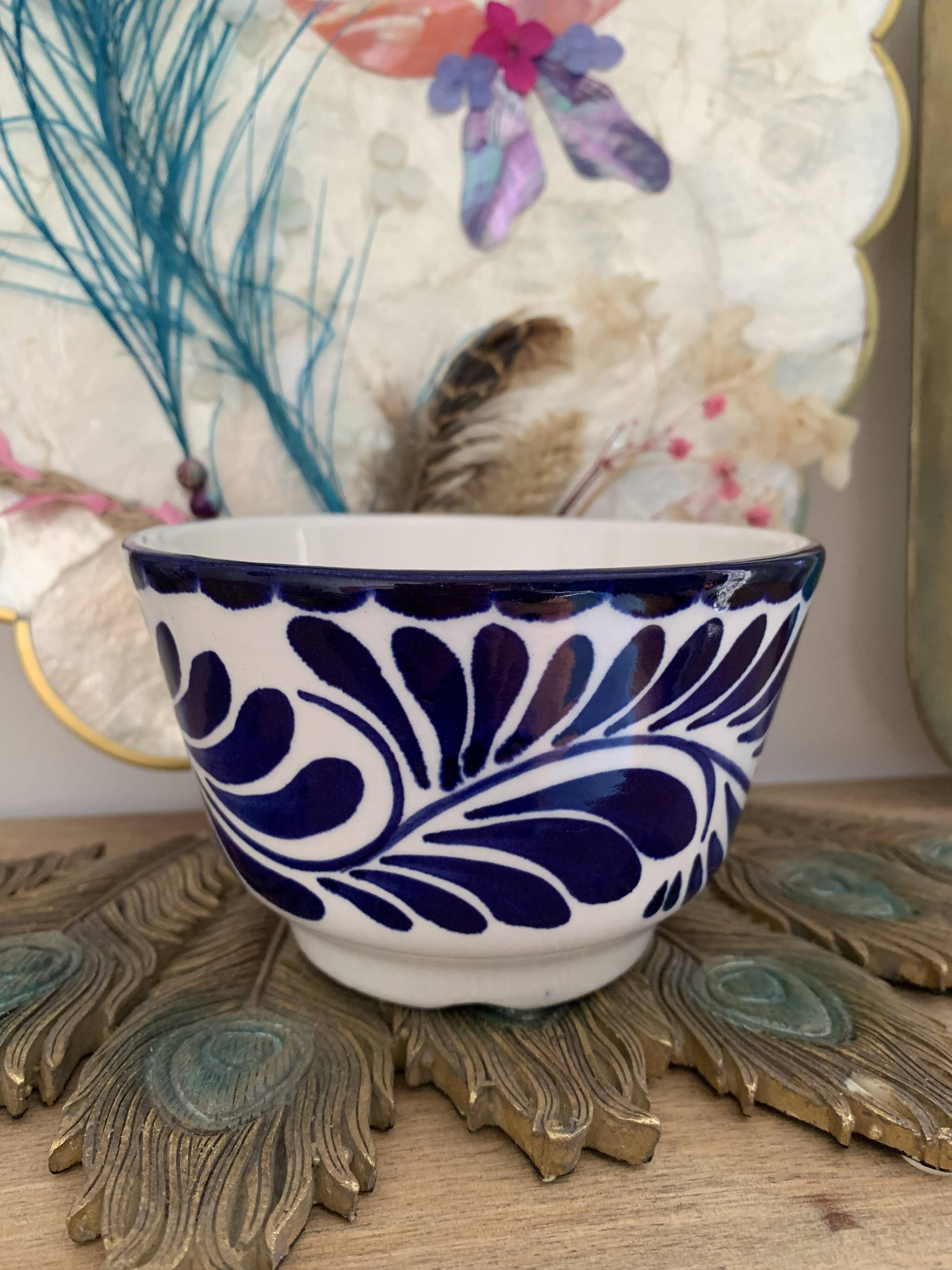 Vintage hard blue & white ceramic bowl - Anfora: art from Madagascar - TBEG!