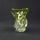 Val Saint Lambert crystal vase with a two-tone twisted shape, "Wave" model