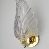 Frosted leaf wall lamp, murano glass, italy, 1970